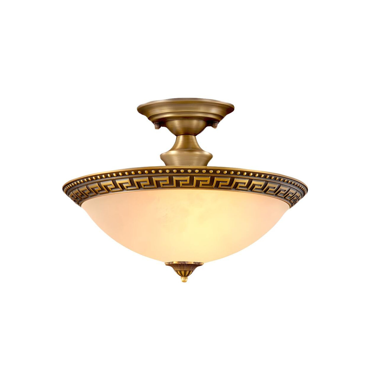 Traditional Brass Bowl Small Semi-Flush Mount Light Image - 3