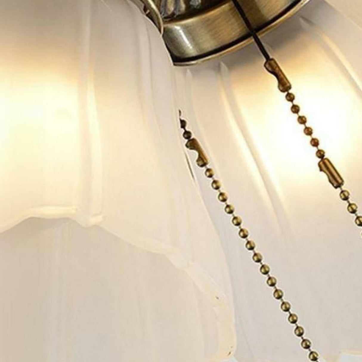 Traditional Brass Finish Floral Shade Ceiling Fan Light Image - 11