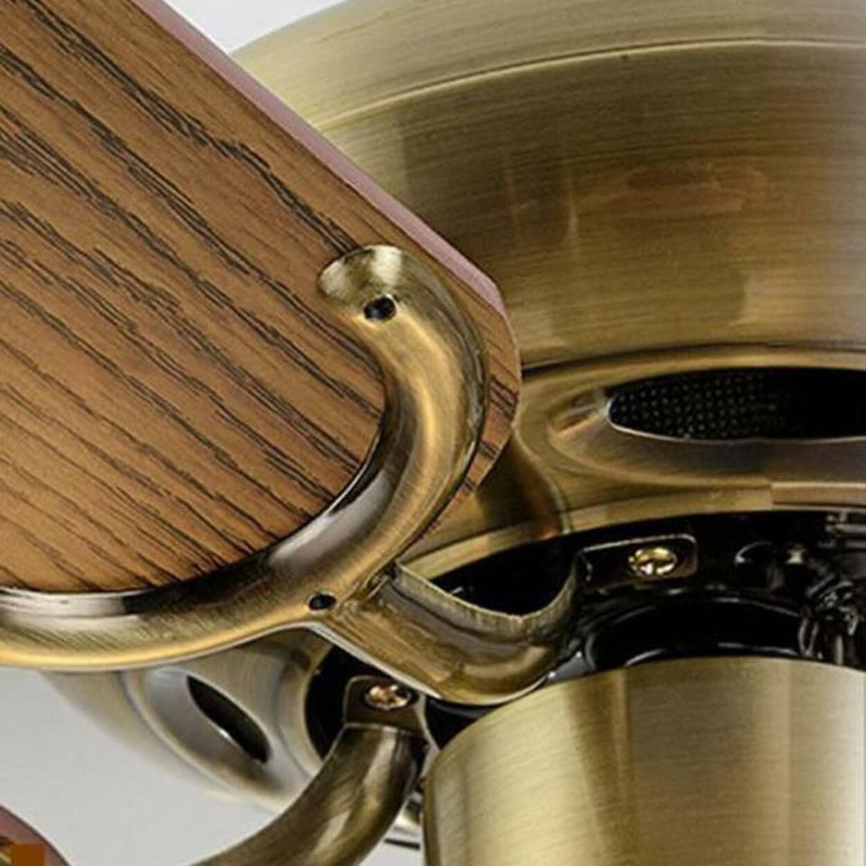 Traditional Brass Finish Floral Shade Ceiling Fan Light Image - 13