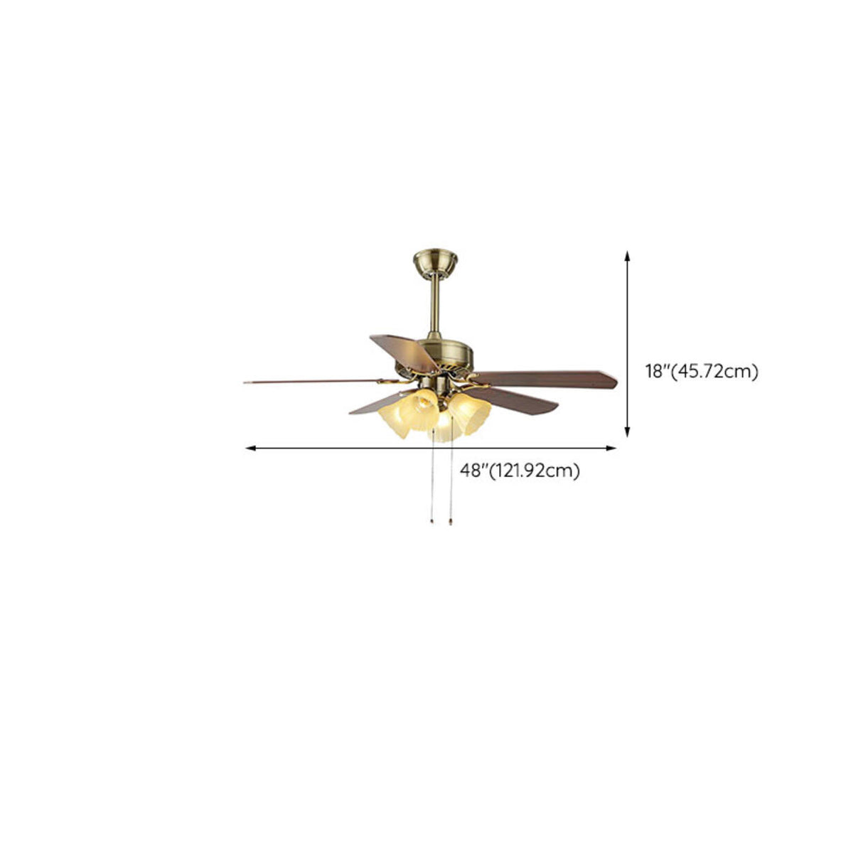Traditional Brass Finish Floral Shade Ceiling Fan Light
