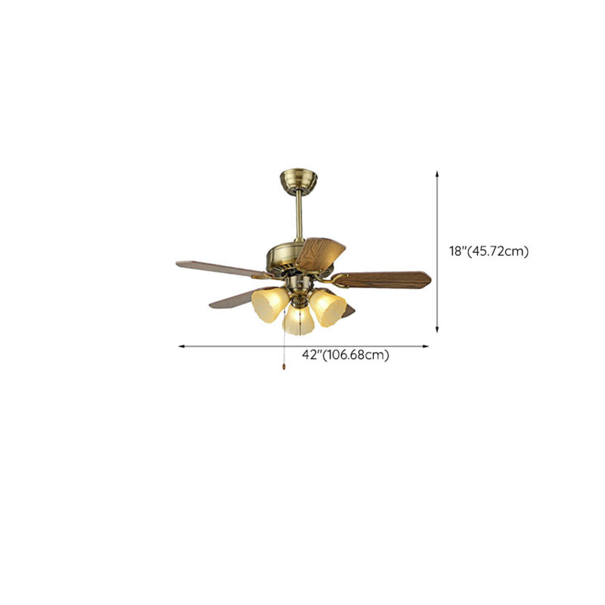 Traditional Brass Finish Floral Shade Ceiling Fan Light Image - 17