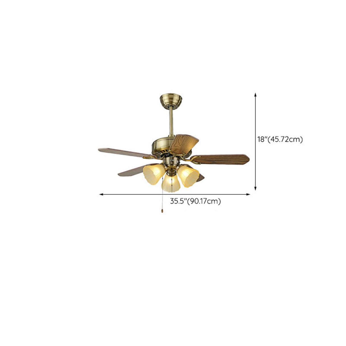 Traditional Brass Finish Floral Shade Ceiling Fan Light Image - 18