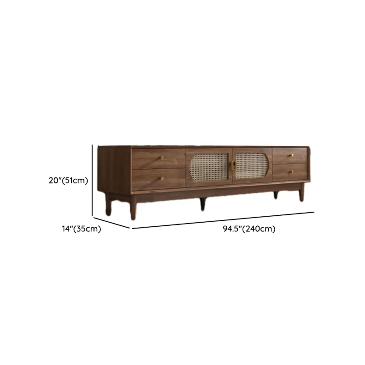 Traditional Brown Rubberwood Ventilated TV Stand Image - 12