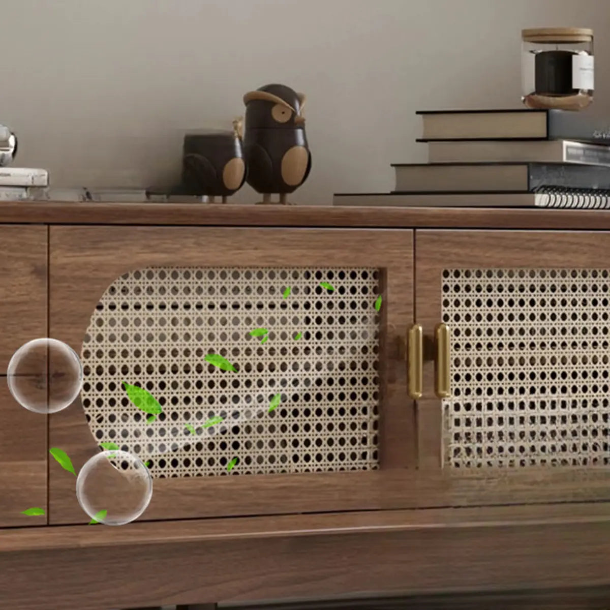 Traditional Brown Rubberwood Ventilated TV Stand Image - 8