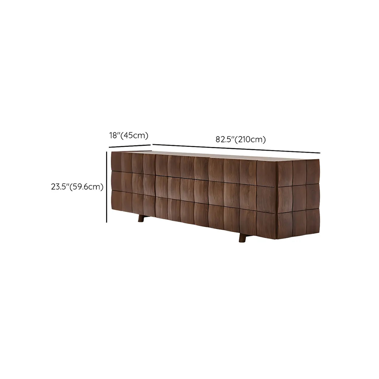Traditional Brown Walnut Wood Cabinet Shelves TV Stand