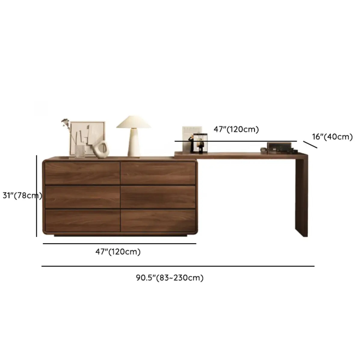 Traditional Brown Wood Drawer Makeup Vanity Set with Mirror