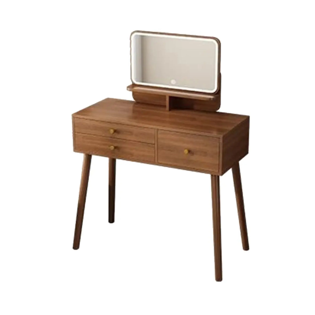 Traditional Brown Wood Drawer Makeup Vanity with Mirror Image - 5