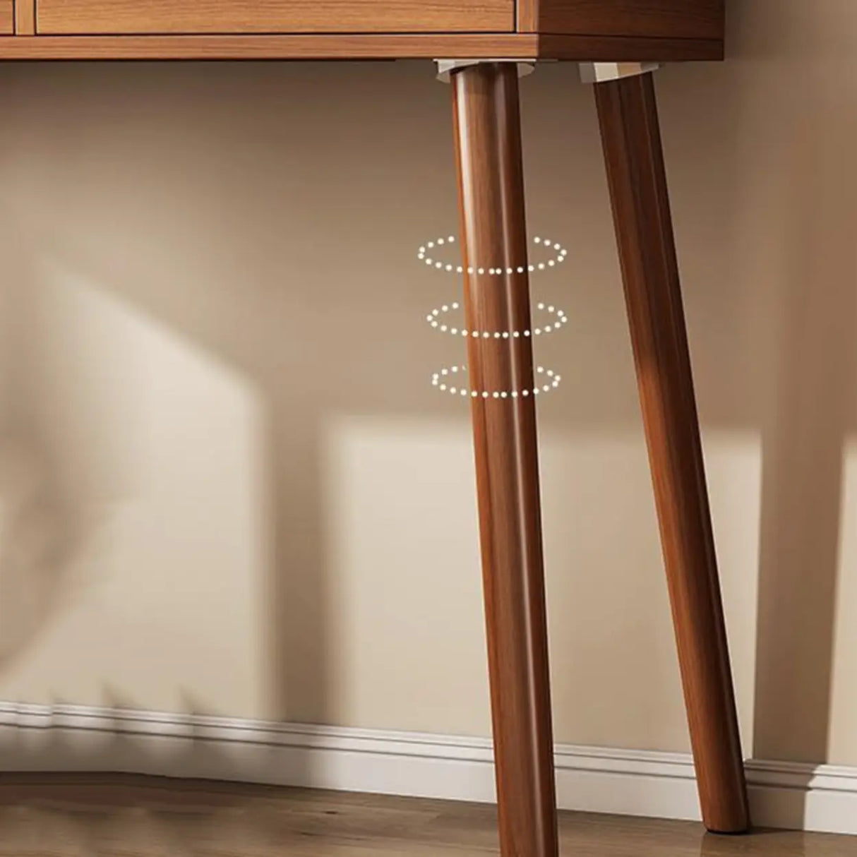 Traditional Brown Wood Drawer Makeup Vanity with Mirror Image - 6