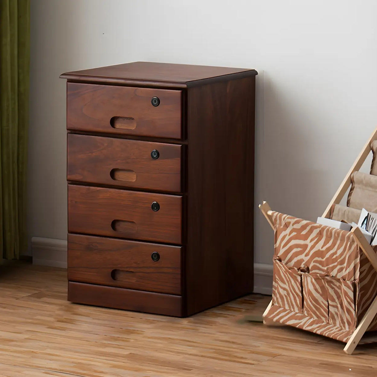 Traditional Brown Wood Locking Chest with Drawers Image - 11
