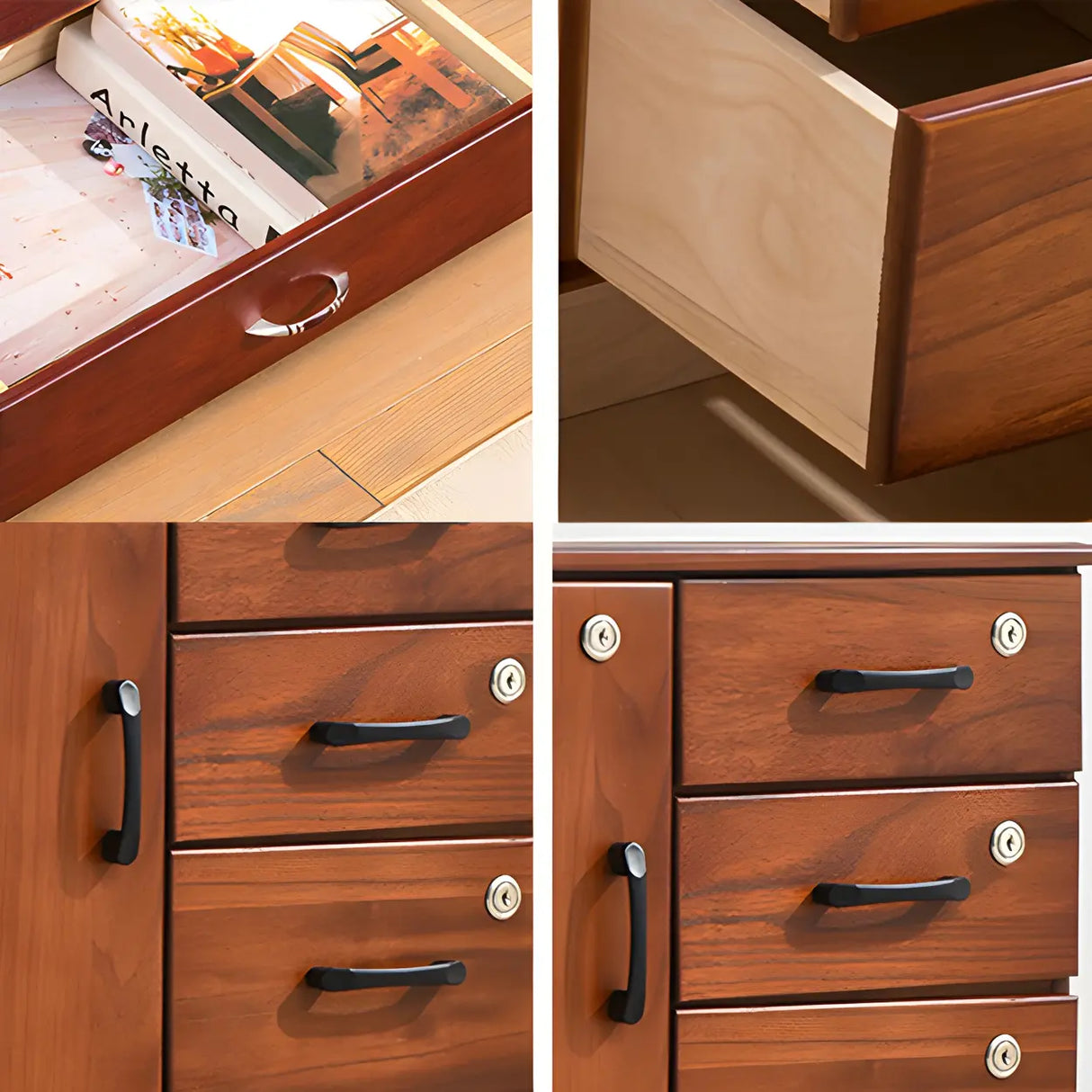 Traditional Brown Wood Locking Chest with Drawers Image - 14