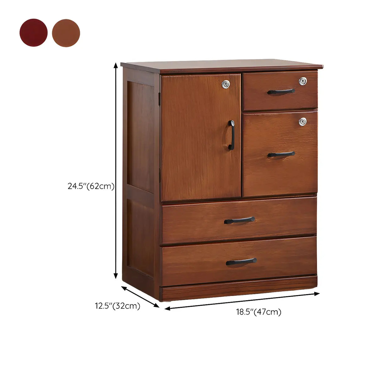 Traditional Brown Wood Locking Chest with Drawers