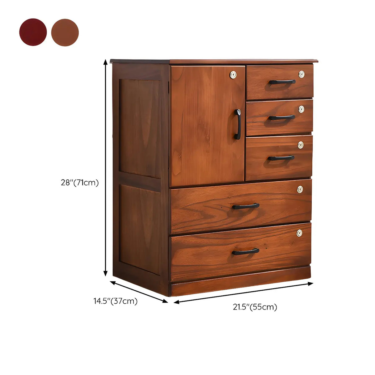 Traditional Brown Wood Locking Chest with Drawers Image - 21