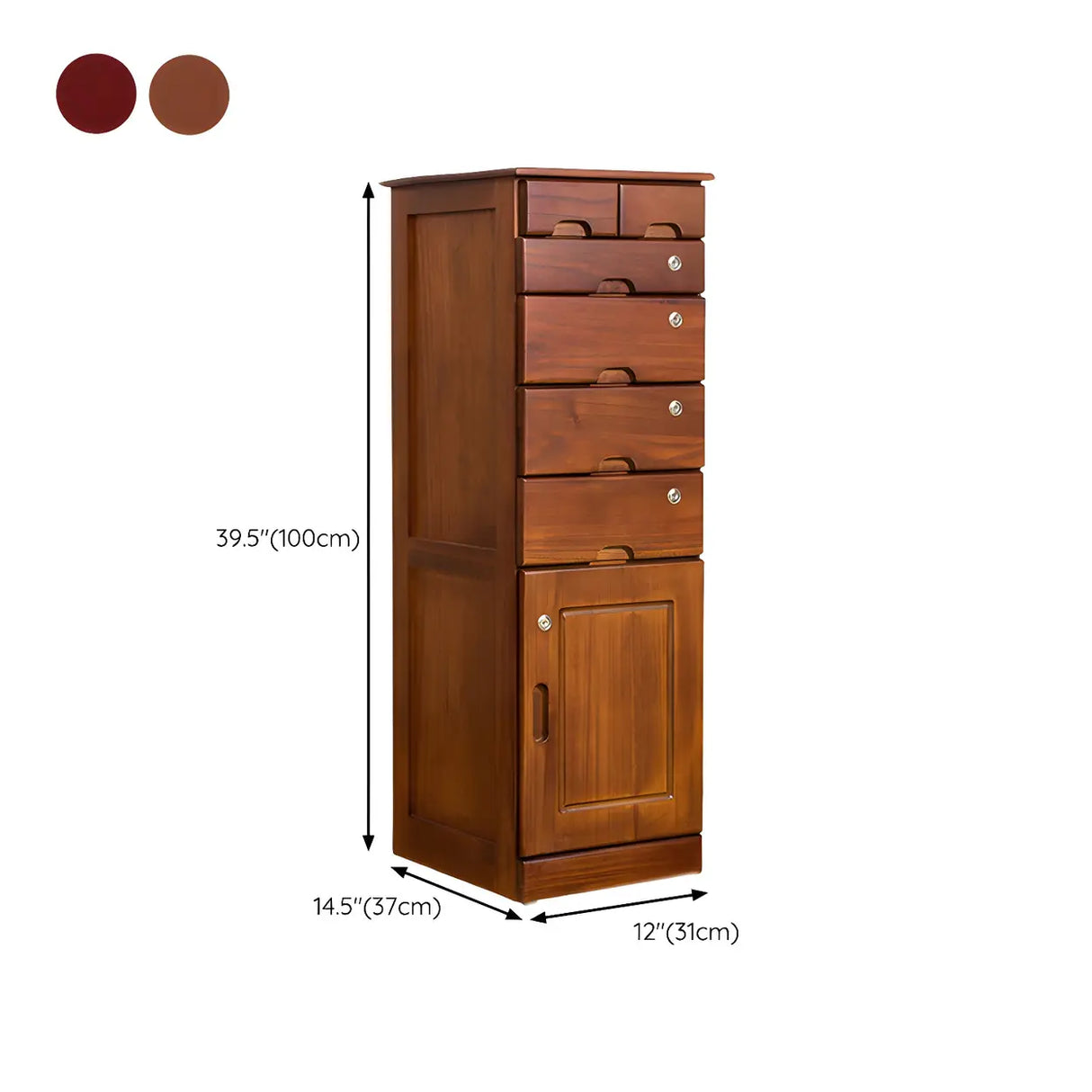 Traditional Brown Wood Locking Chest with Drawers Image - 22