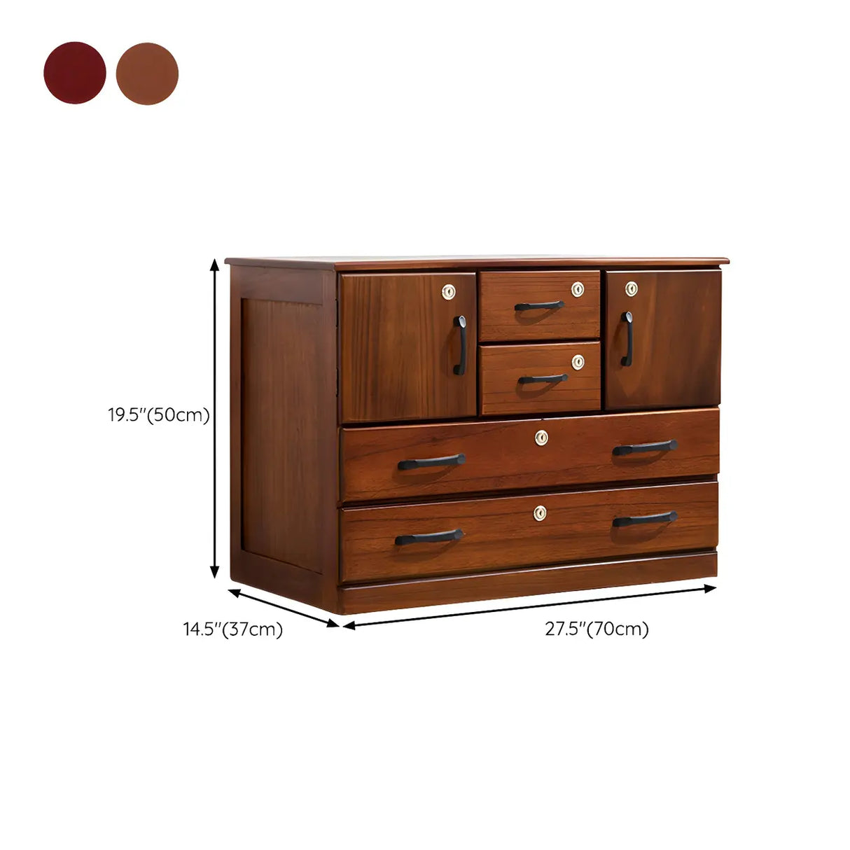 Traditional Brown Wood Locking Chest with Drawers Image - 23