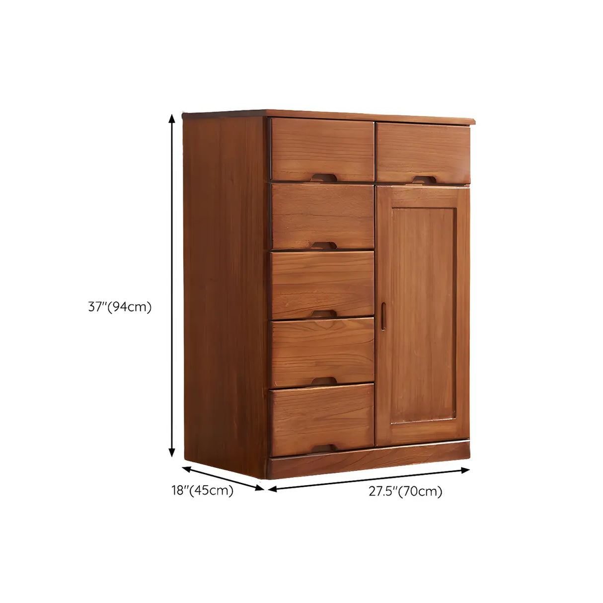 Traditional Brown Wood Locking Chest with Drawers Image - 24