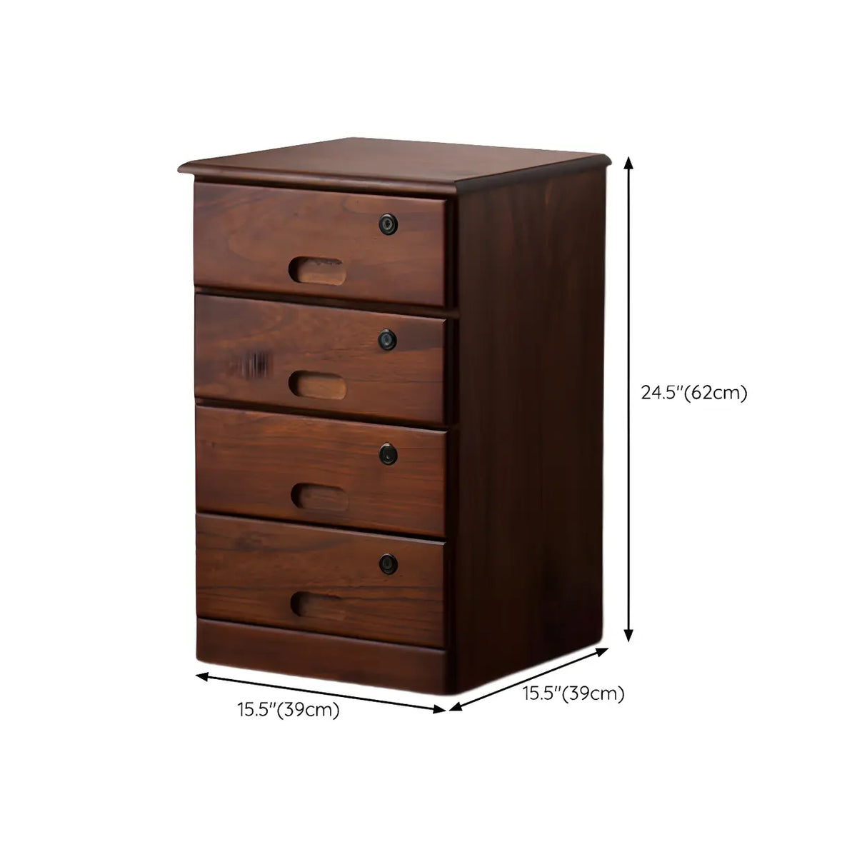Traditional Brown Wood Locking Chest with Drawers Image - 26