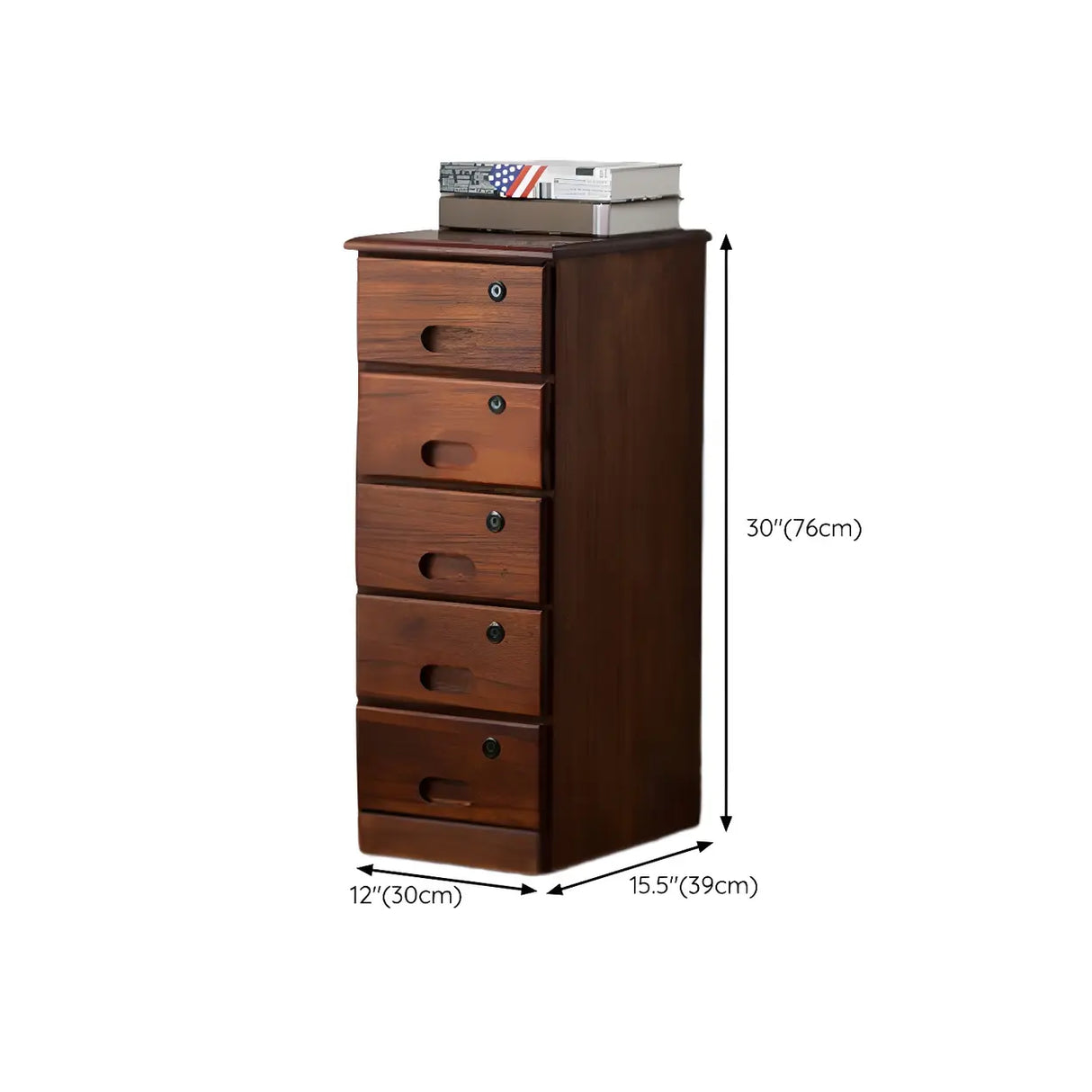 Traditional Brown Wood Locking Chest with Drawers Image - 27