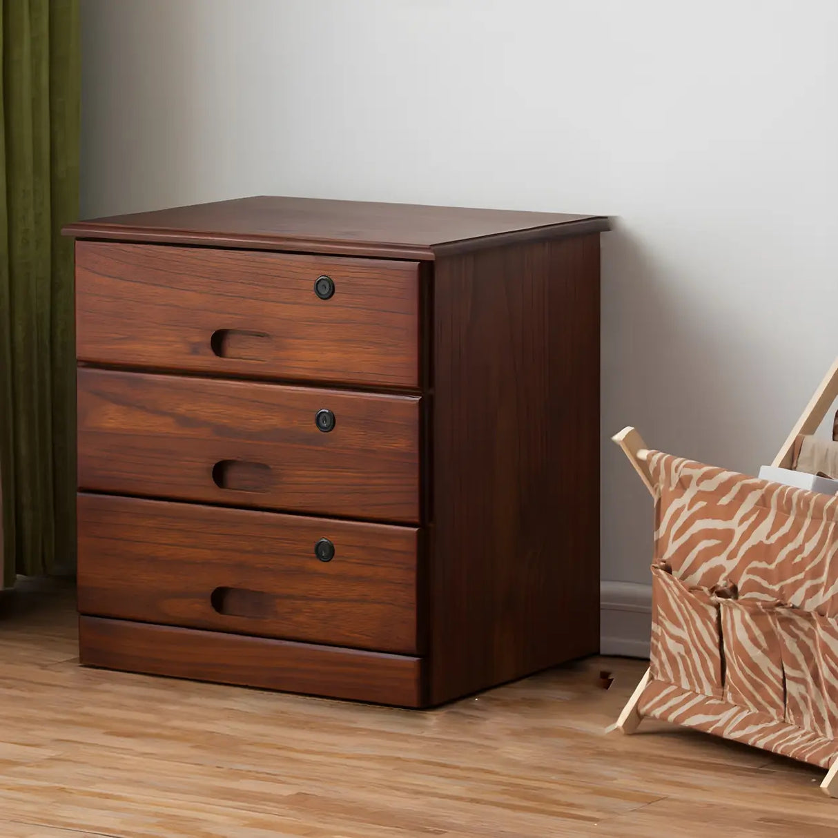 Traditional Brown Wood Locking Chest with Drawers Image - 9