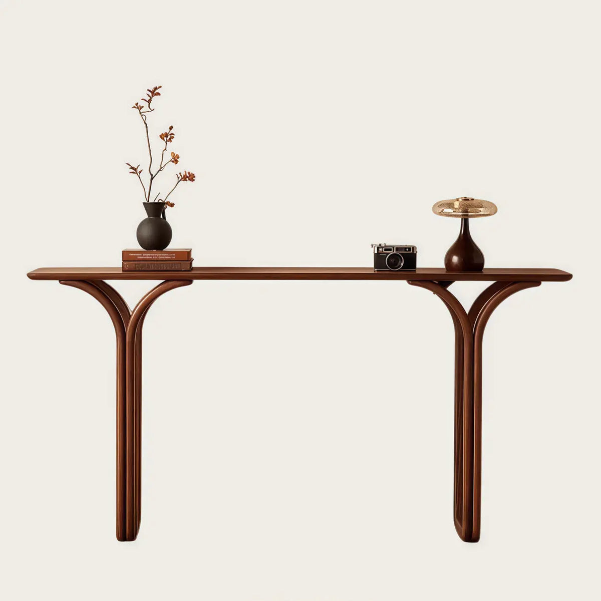 Traditional Brown Wood Rectangular Entryway Console Table Image - 2