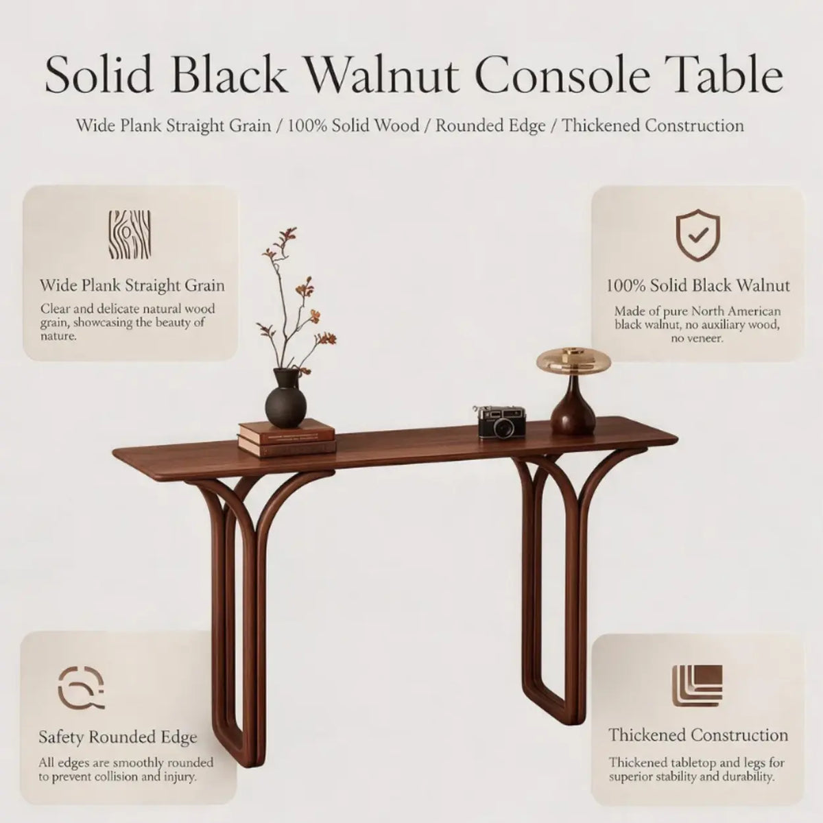 Traditional Brown Wood Rectangular Entryway Console Table Image - 3