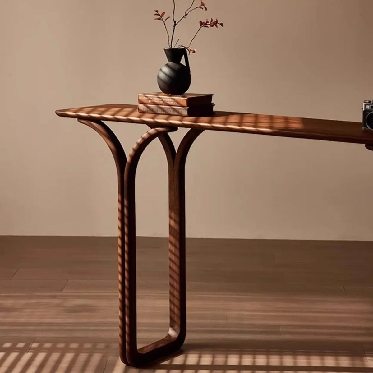 Traditional Brown Wood Rectangular Entryway Console Table Image - 8