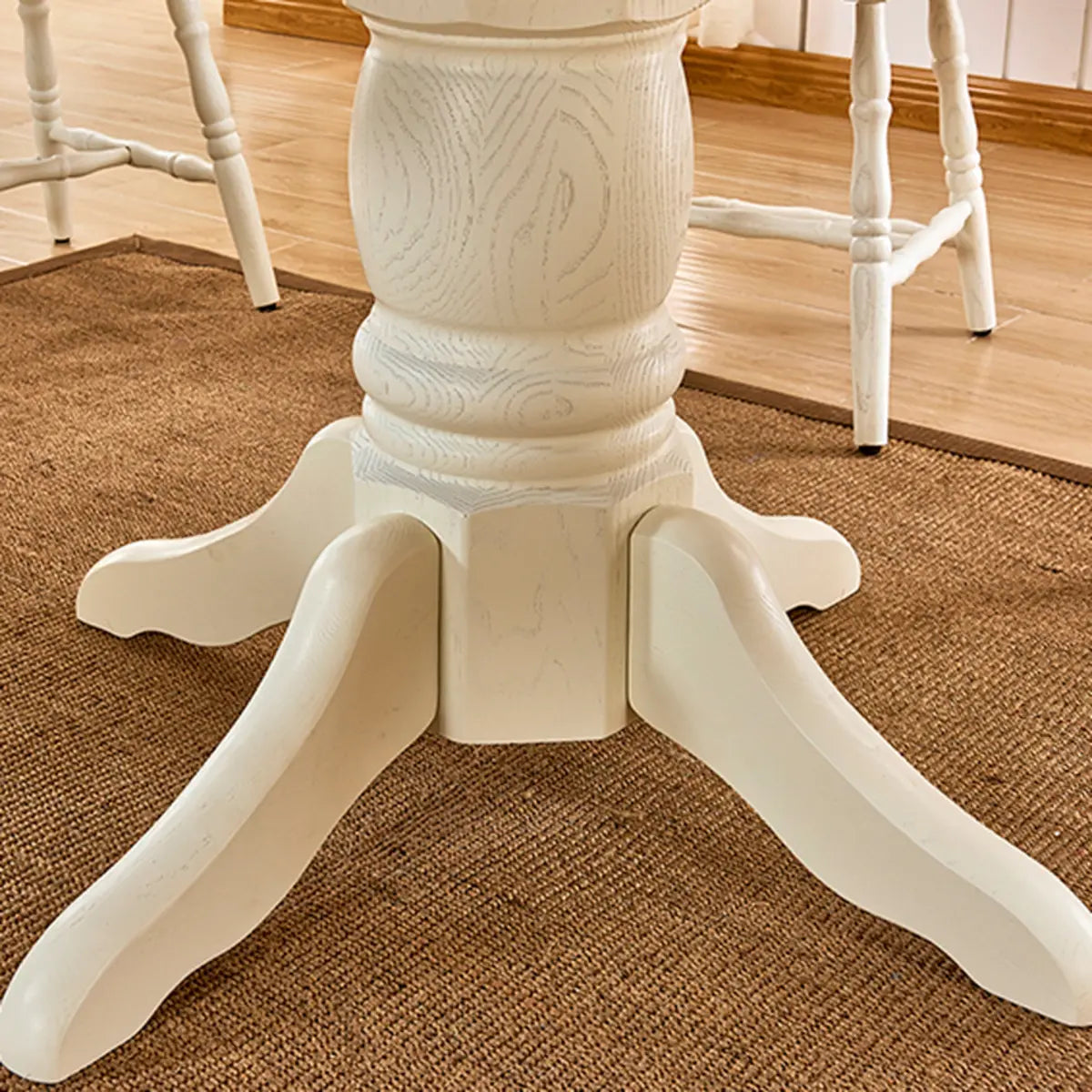 Traditional Circular Wood Dining Room Table Brown Extendable Image - 13