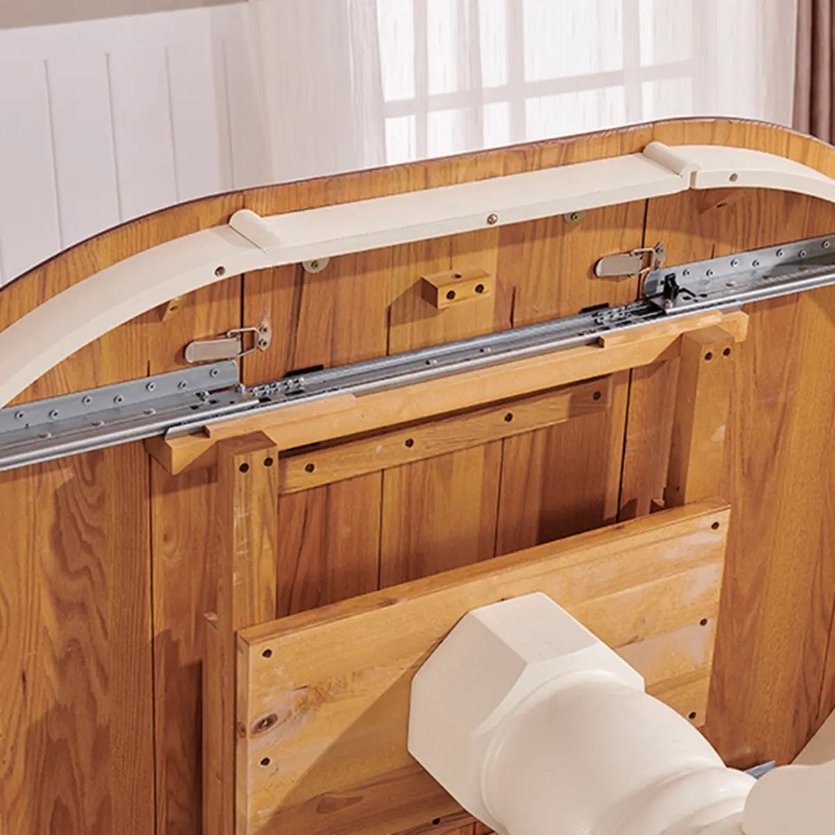 Traditional Circular Wood Dining Room Table Brown Extendable Image - 15