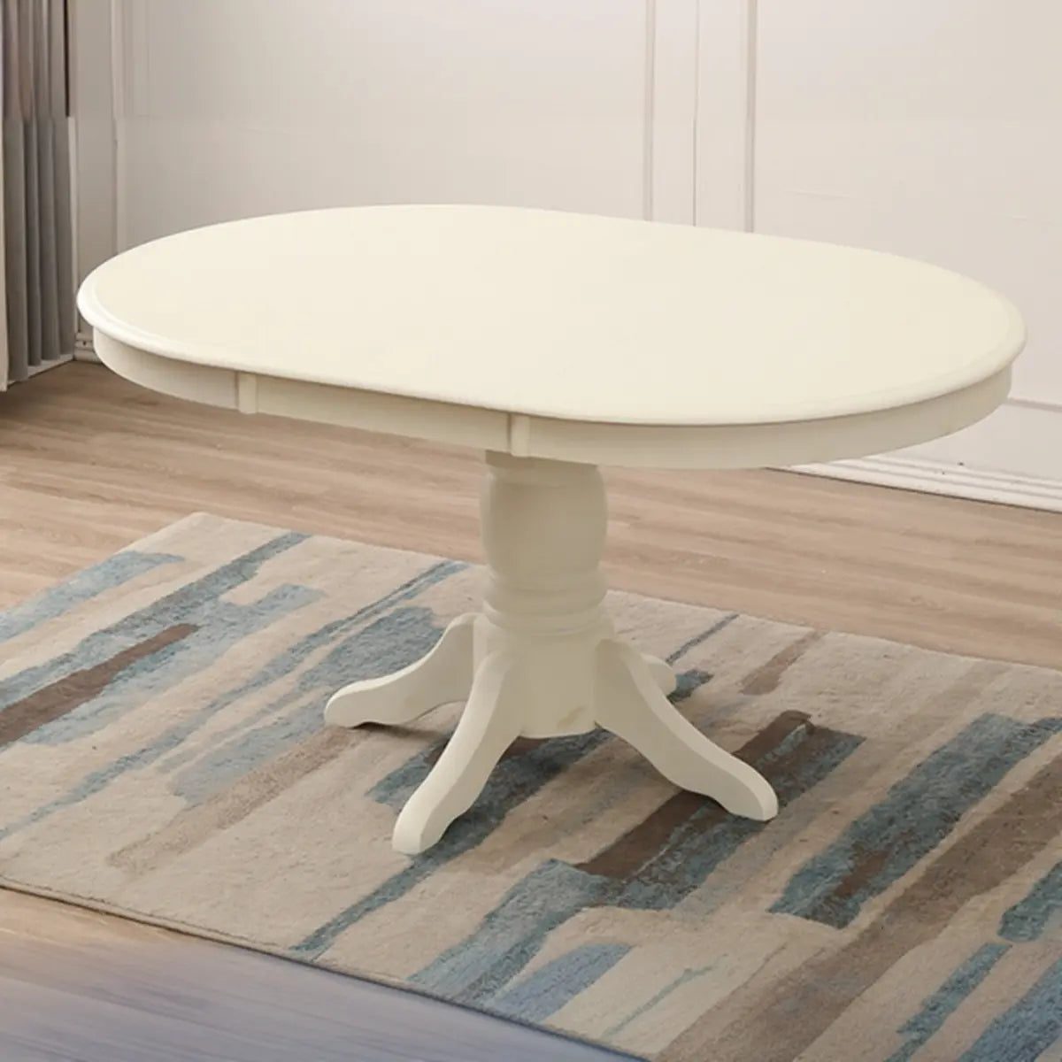 Traditional Circular Wood Dining Room Table Brown Extendable Image - 9