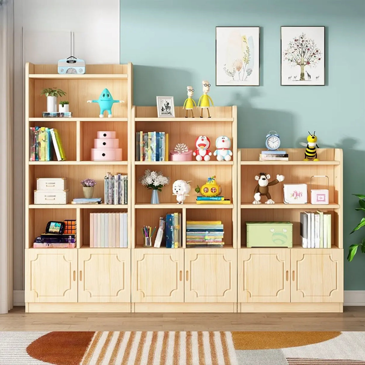 Traditional Closed Wood Vertical Oak Bookcase Image - 1