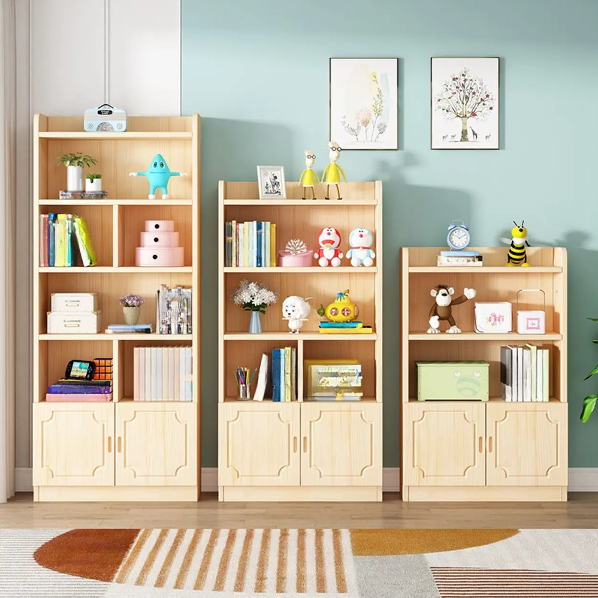 Traditional Closed Wood Vertical Oak Bookcase Image - 10