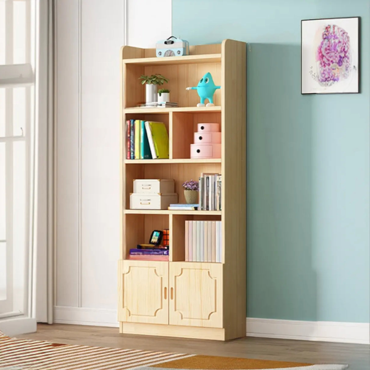 Traditional Closed Wood Vertical Oak Bookcase Image - 11