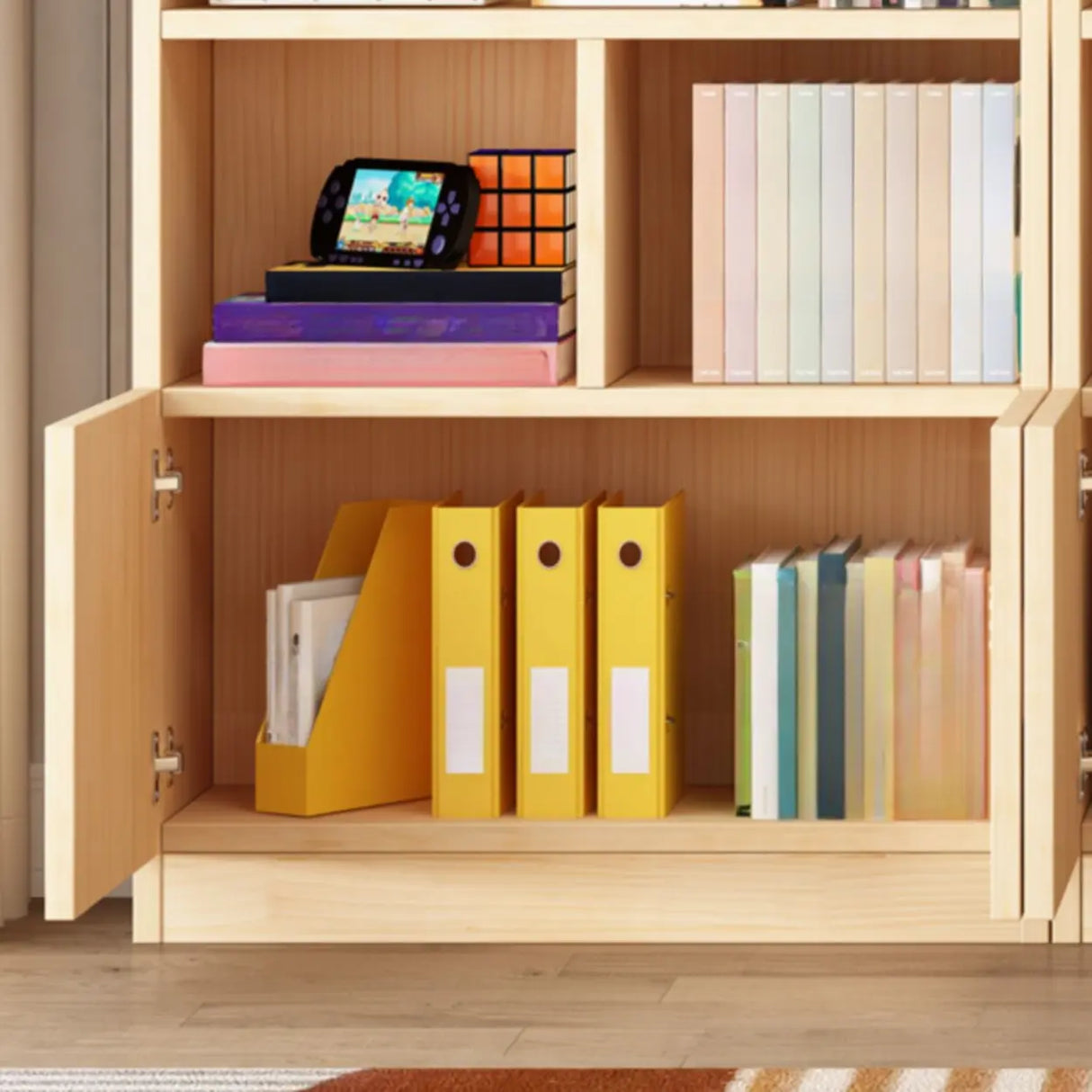 Traditional Closed Wood Vertical Oak Bookcase Image - 15