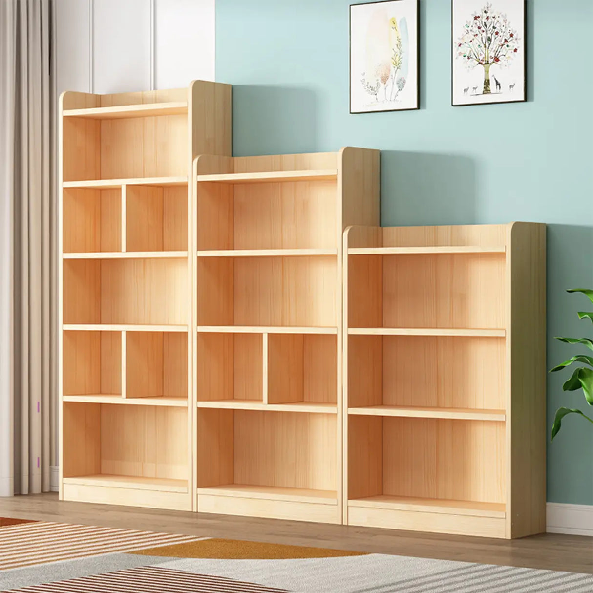 Traditional Closed Wood Vertical Oak Bookcase Image - 5