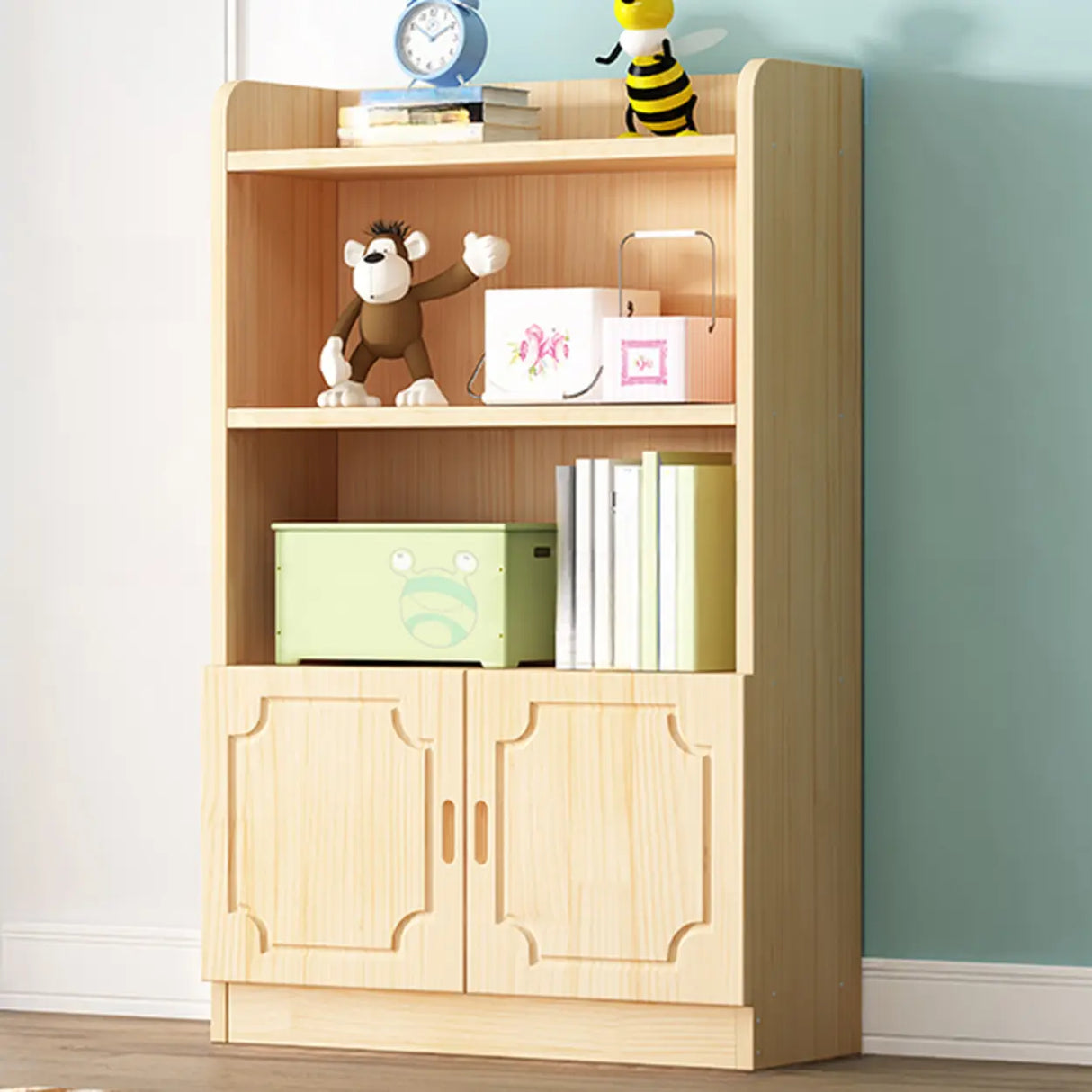 Traditional Closed Wood Vertical Oak Bookcase Image - 7