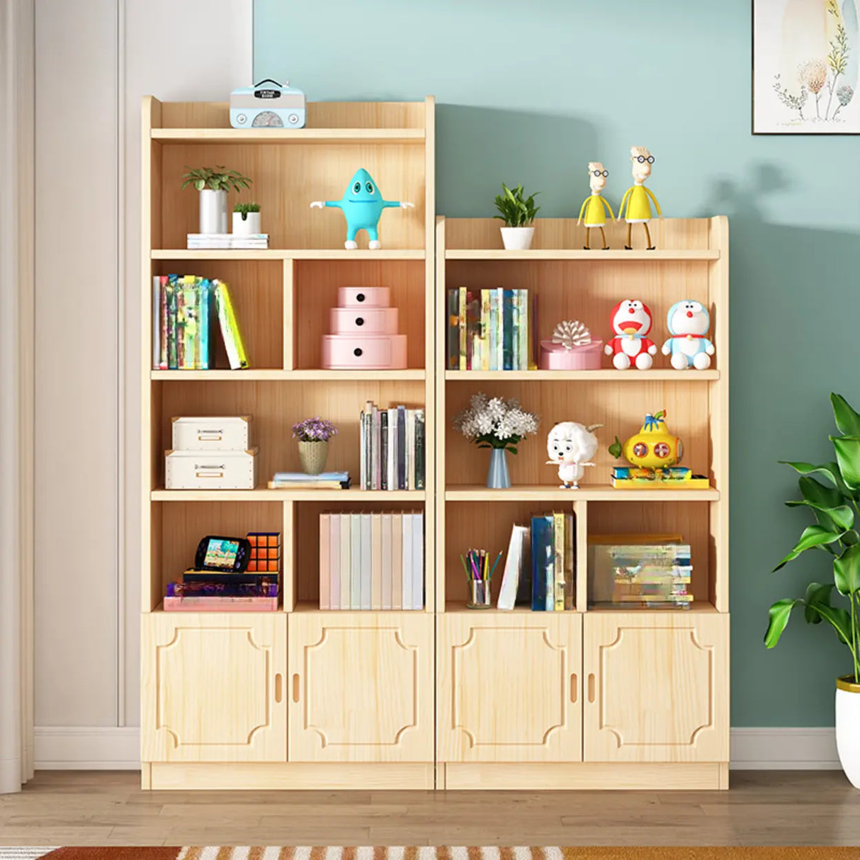 Traditional Closed Wood Vertical Oak Bookcase Image - 8