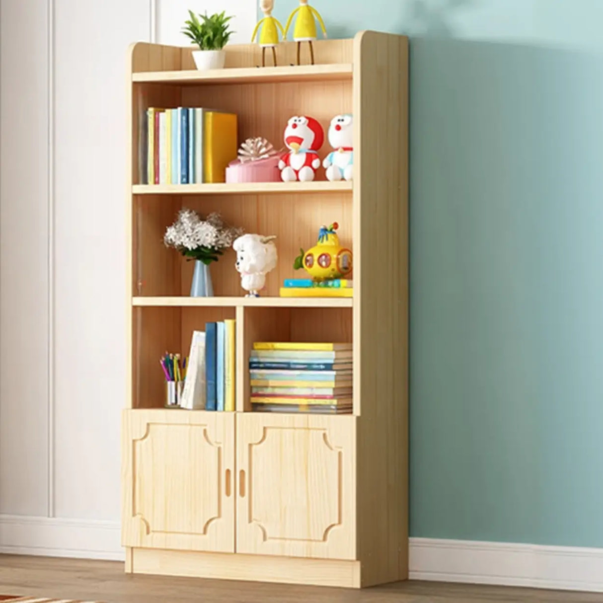 Traditional Closed Wood Vertical Oak Bookcase Image - 9