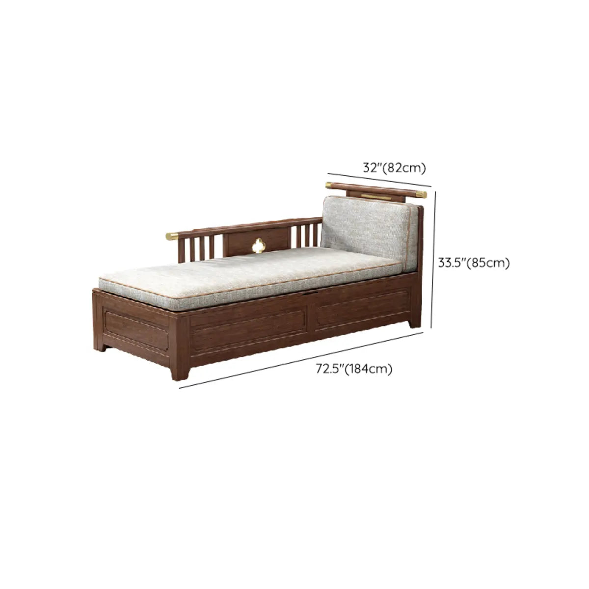 Traditional Corner Upholstered Storage Wood Chaise