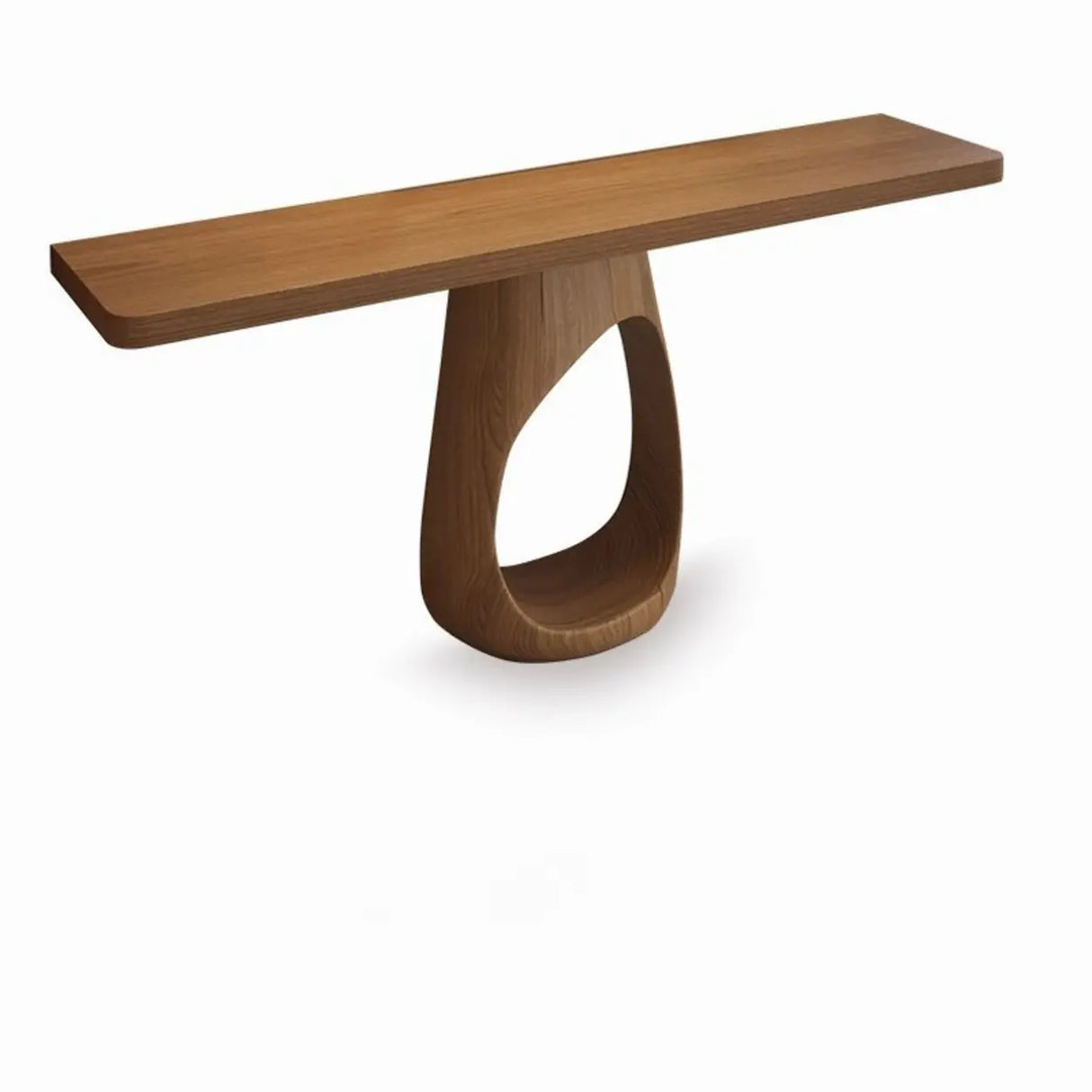 Traditional Entryway Stump Pedestal Rectangle Wood Console Table Image - 5