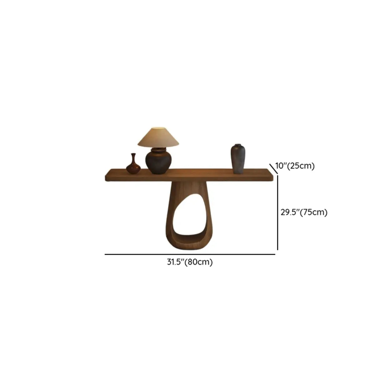Traditional Entryway Stump Pedestal Rectangle Wood Console Table