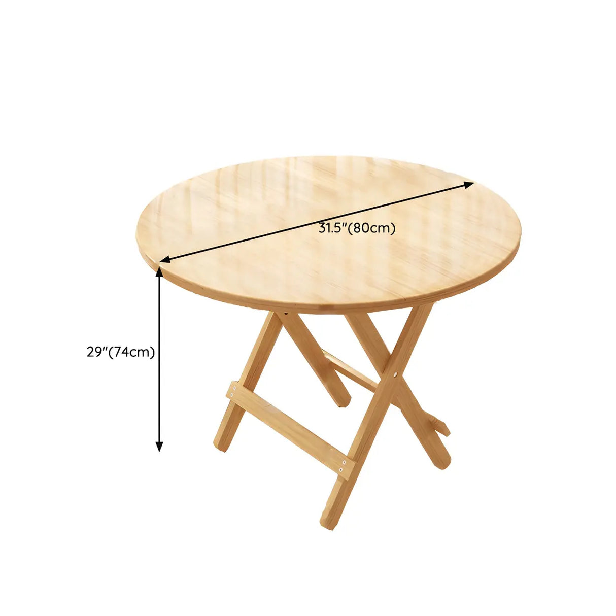 Traditional Folding Round Natural Wood Dining Table Image - 11