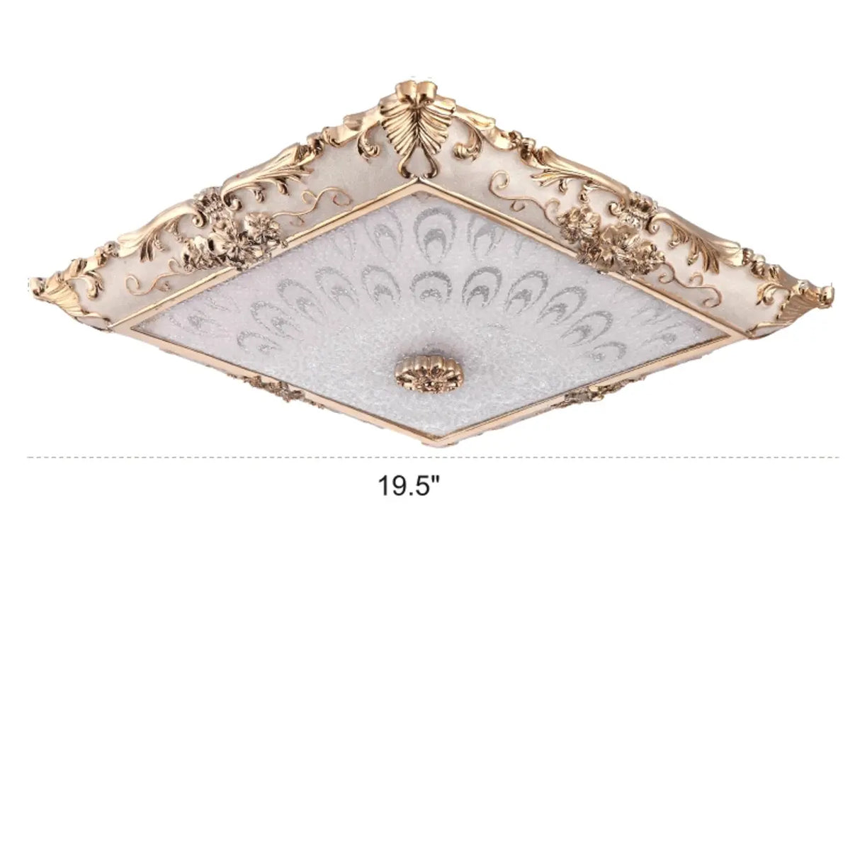 Traditional Green Square LED Flush Mount Ceiling Light Image - 5