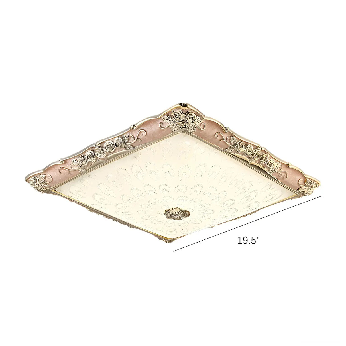 Traditional Green Square LED Flush Mount Ceiling Light Image - 6