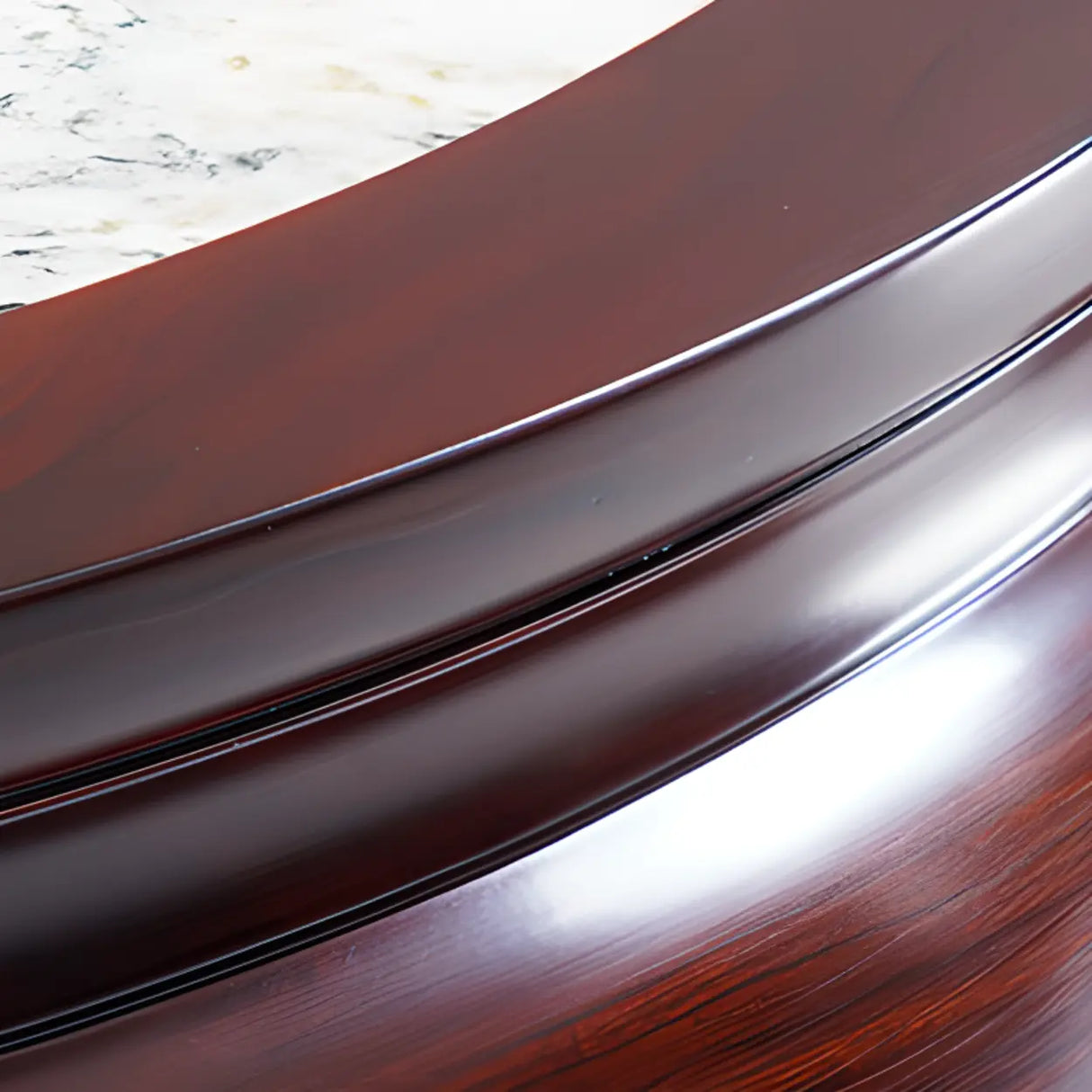 Traditional Half-circle Marble Wood Foyer Console Table Image - 10