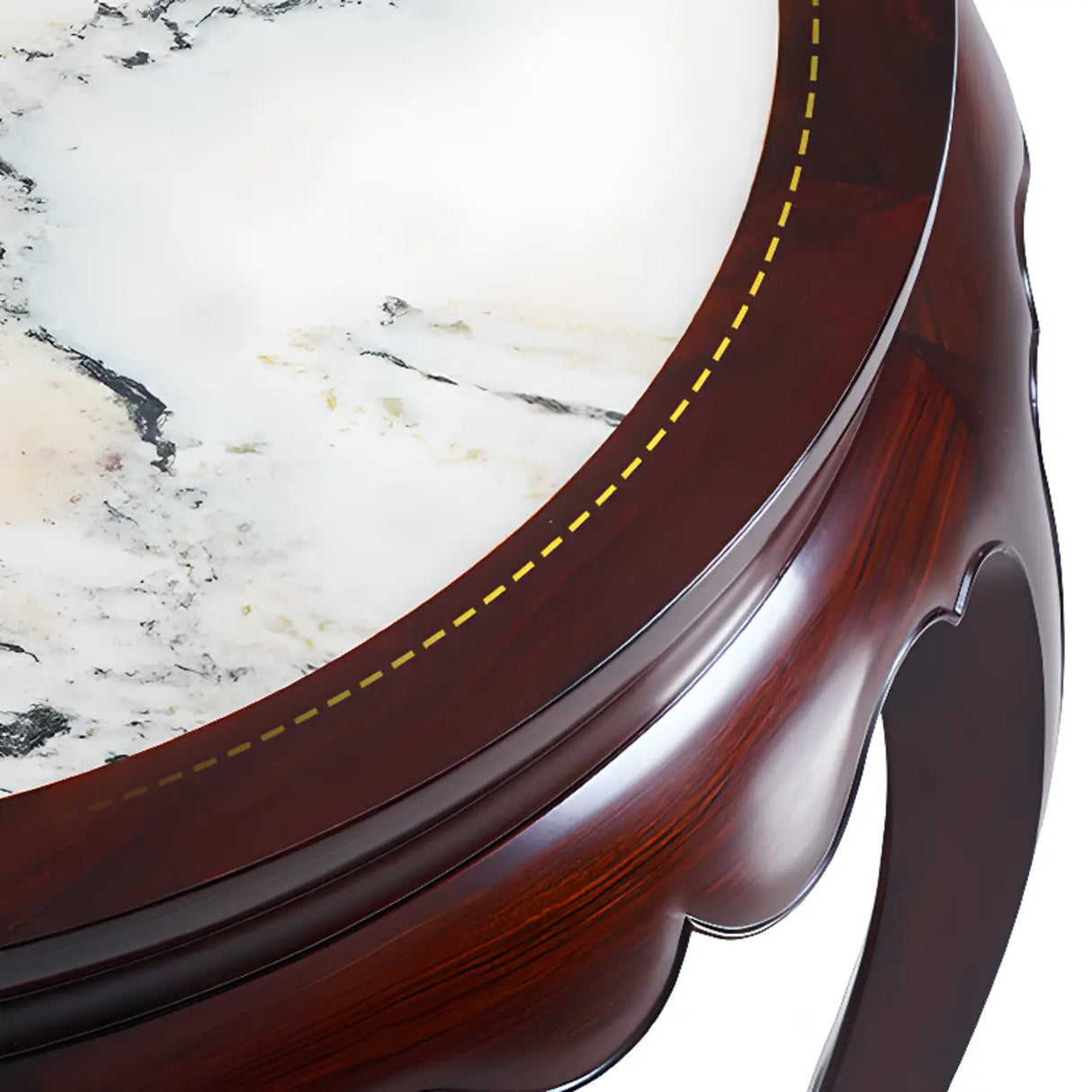 Traditional Half-circle Marble Wood Foyer Console Table Image - 6