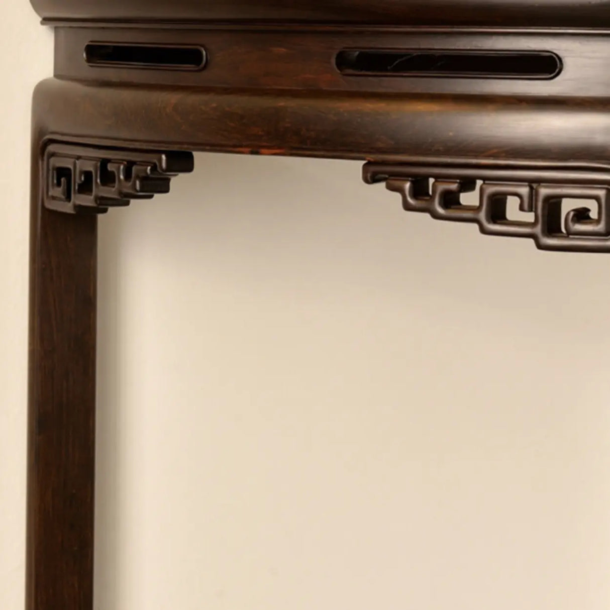 Traditional Half-Circle Wood Espresso Entryway Table Image - 6