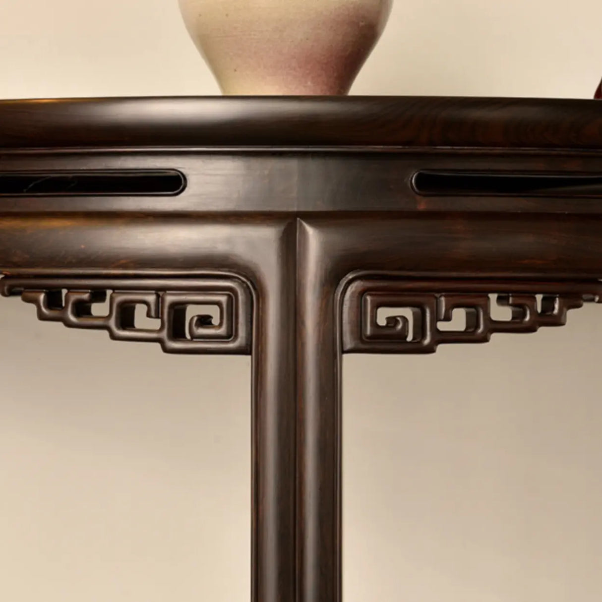 Traditional Half-Circle Wood Espresso Entryway Table Image - 7