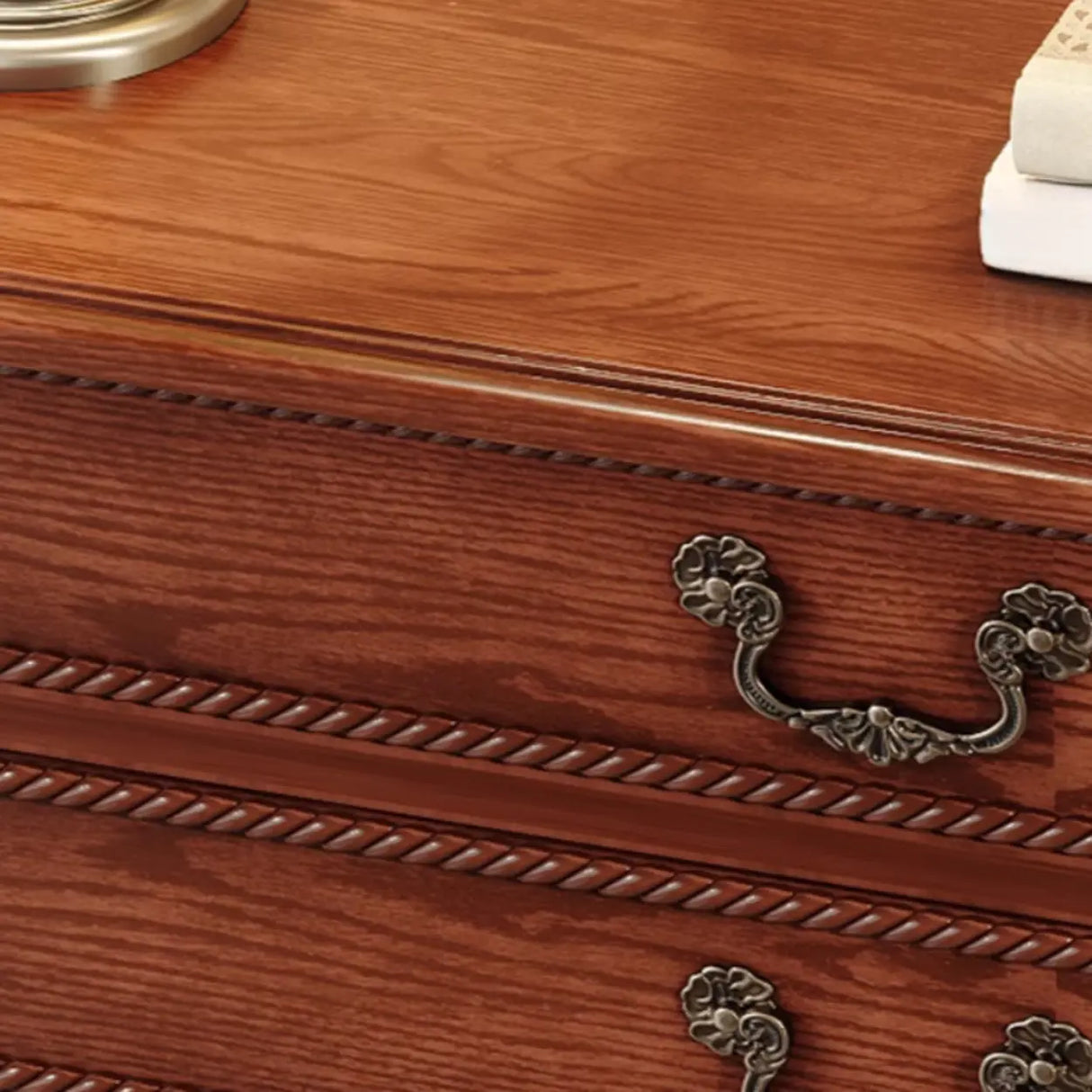 Traditional Half-Moon Rubberwood Storage Console Table Image - 6