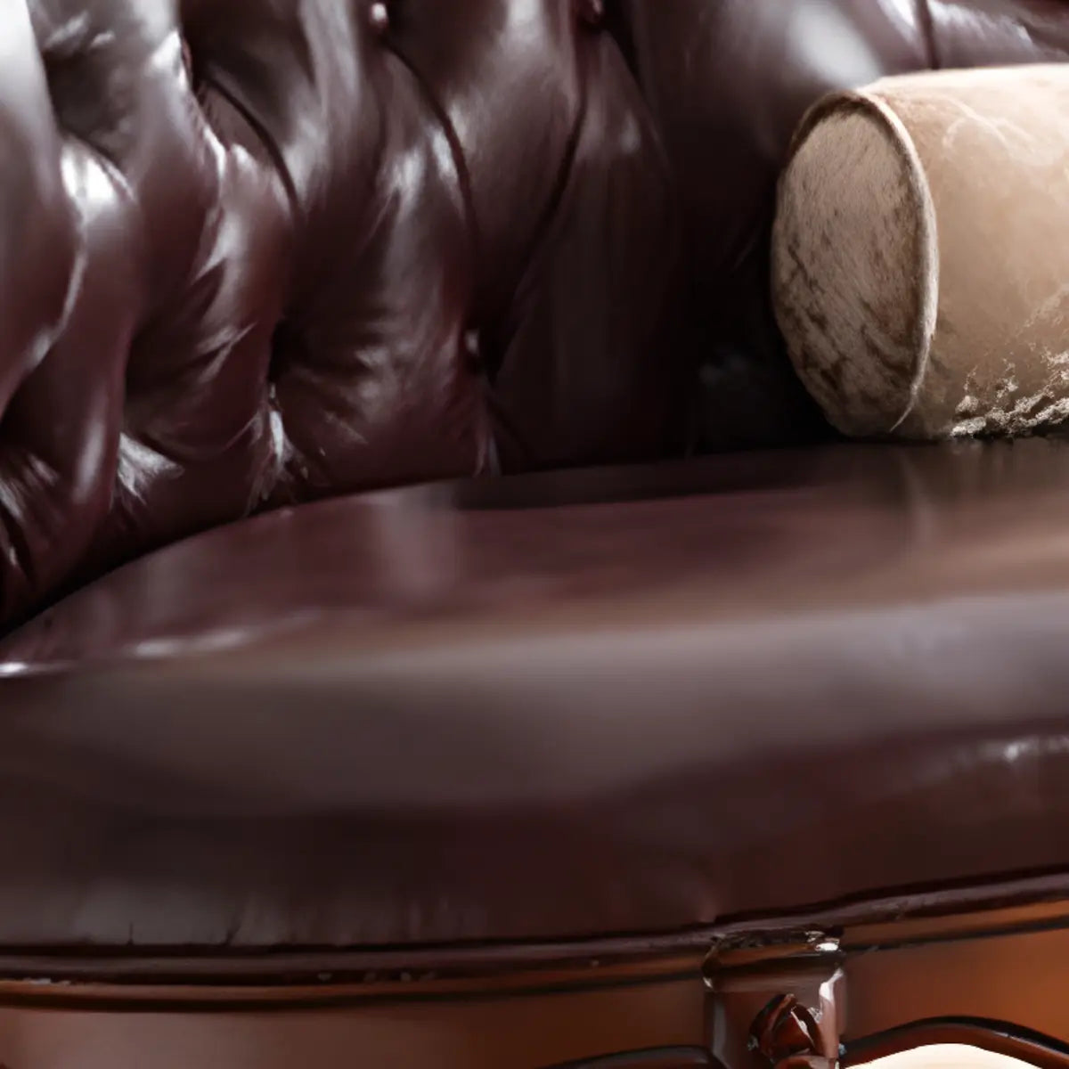 Traditional Leather Tufted Upholstered Left-Arm Chaise Image - 4