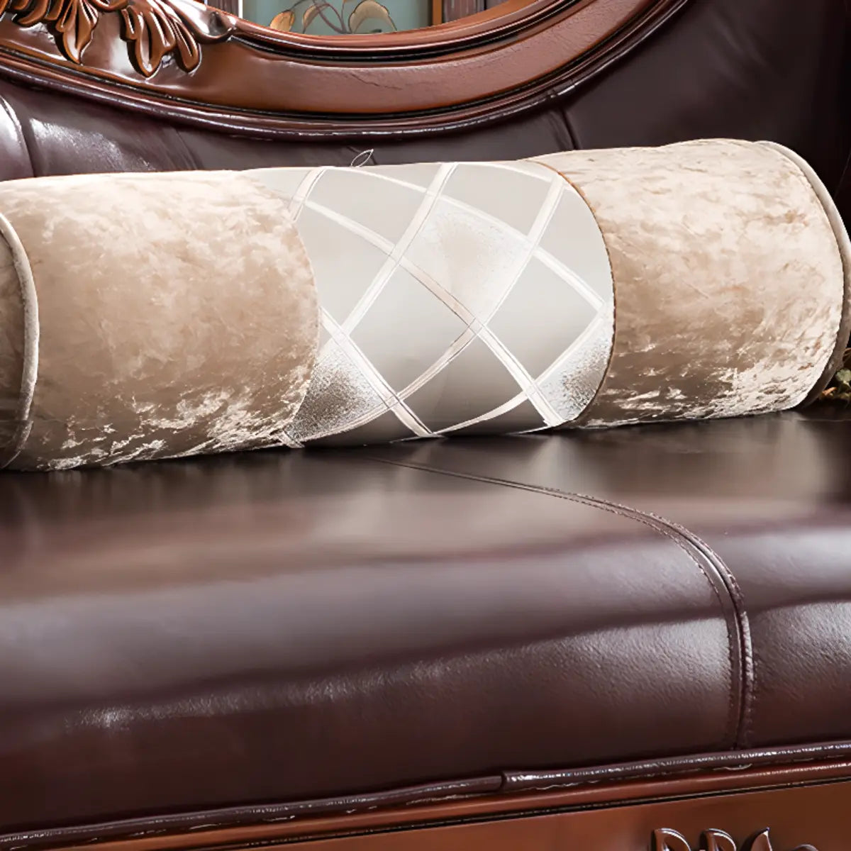 Traditional Leather Tufted Upholstered Left-Arm Chaise Image - 6