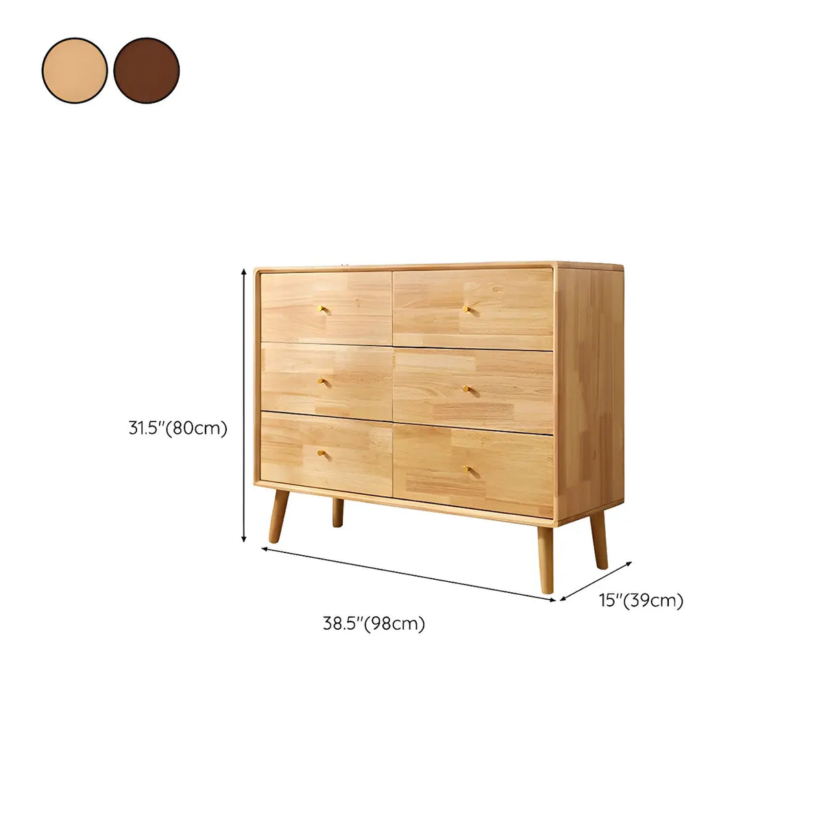 Traditional Natural Finish Wooden Drawer Dresser Image - 21